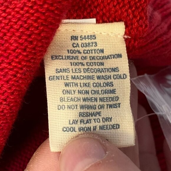 American Eagle Womans Cardigan Sweater S Red Cable Knit Button-Front Cotton - Picture 8 of 13